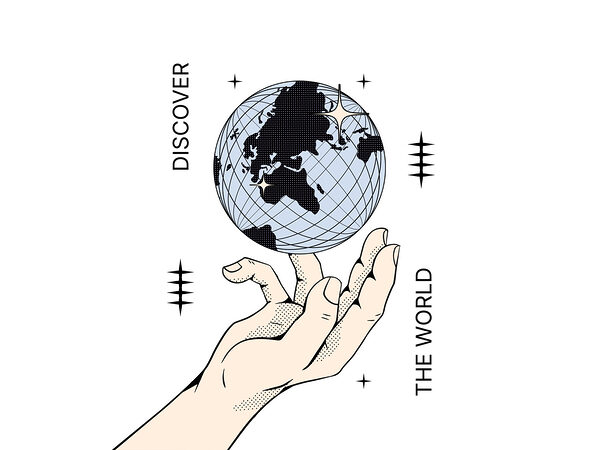 Hand holding a globe Hand holding a globe