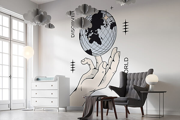 Hand holding a globe Hand holding a globe