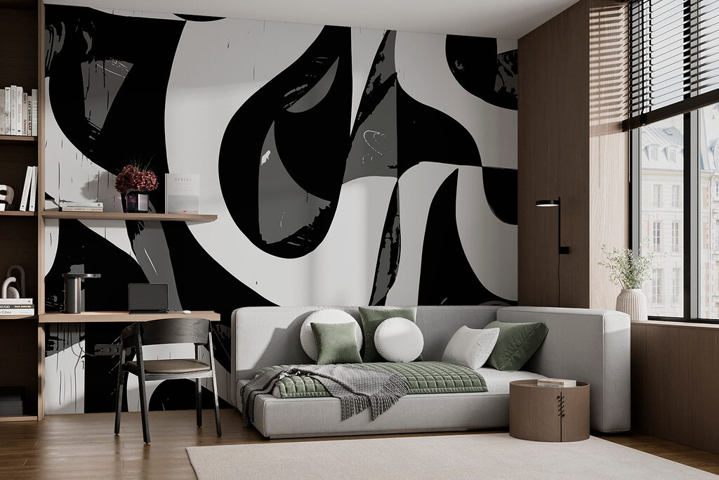 Black and white image of a swirly pattern