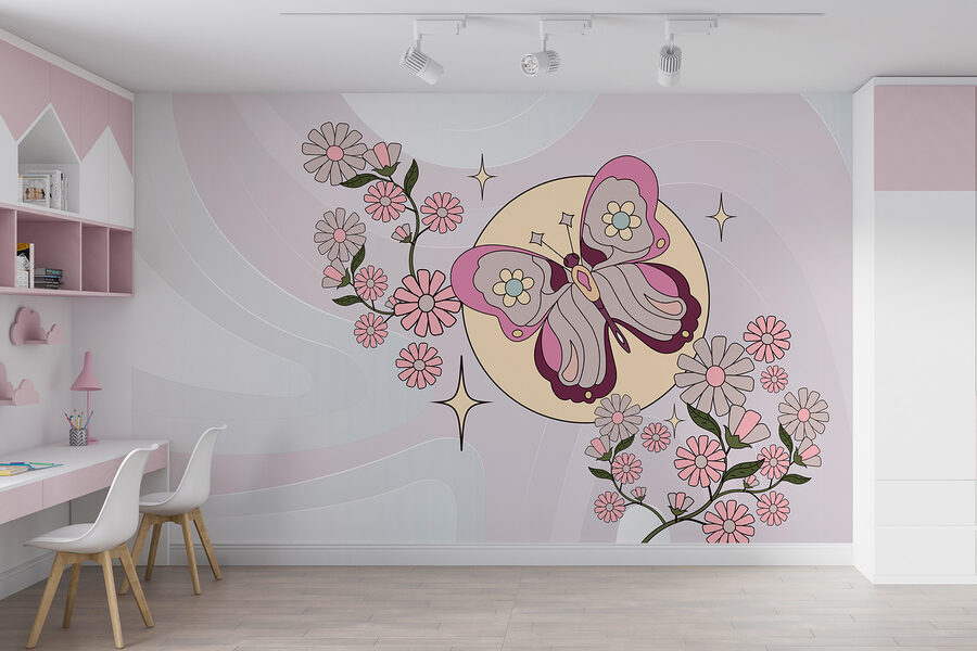 Butterfly and flowers on a white background Butterfly and flowers on a white background