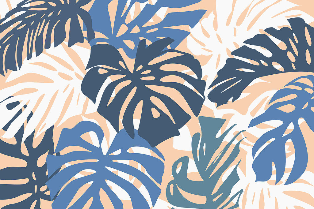 Blue and white leaves