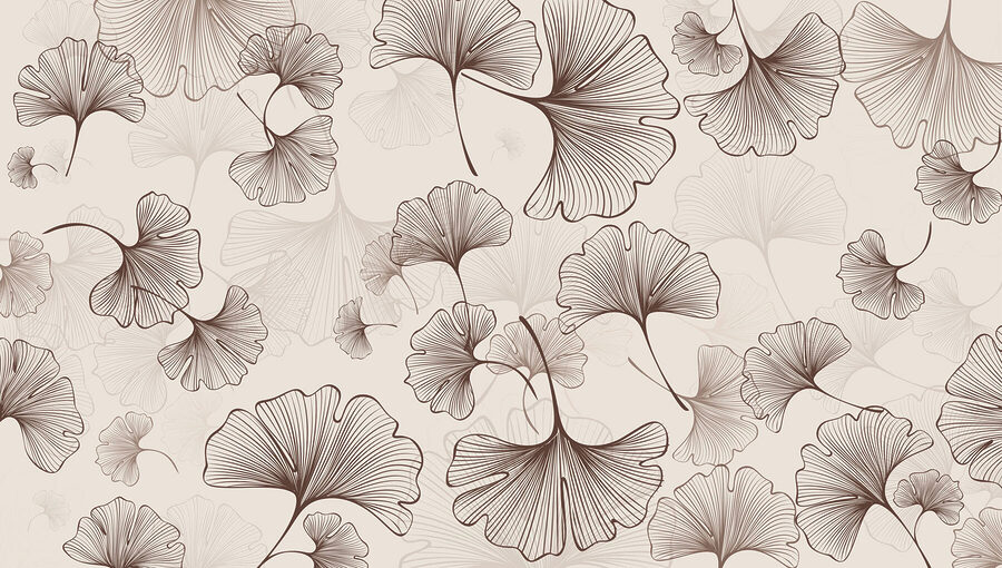 Wall murals Pattern of leaves on a beige background - Image 3
