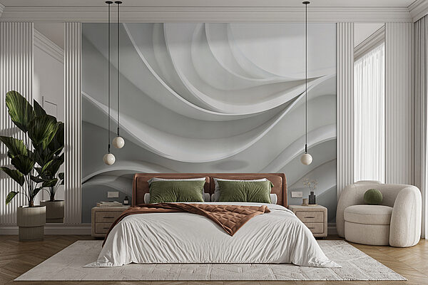White wall with curved lines Wall murals White wall with curved lines