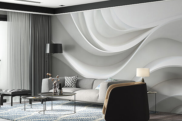 White wall with curved lines