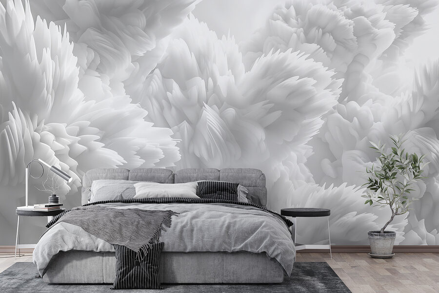 Wall murals Close up of white fluffy objects
