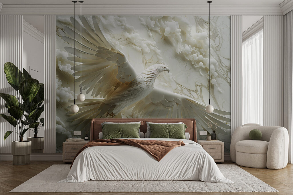 White bird flying in the air