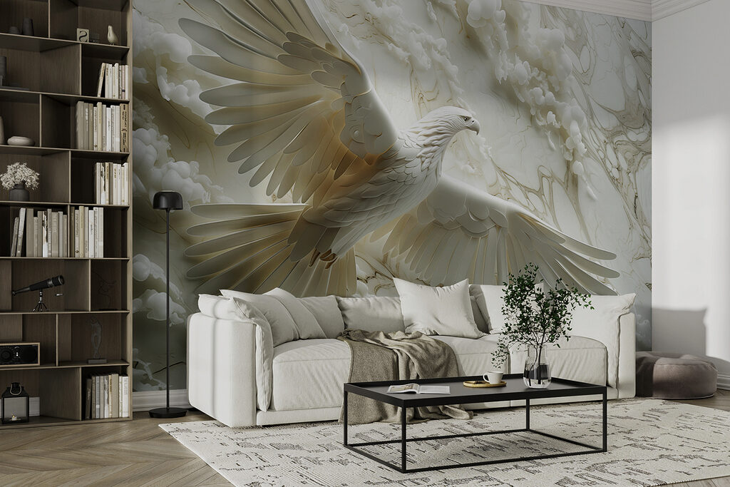 White bird flying in the air