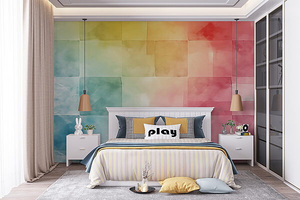 Wall murals Colorful square tiles