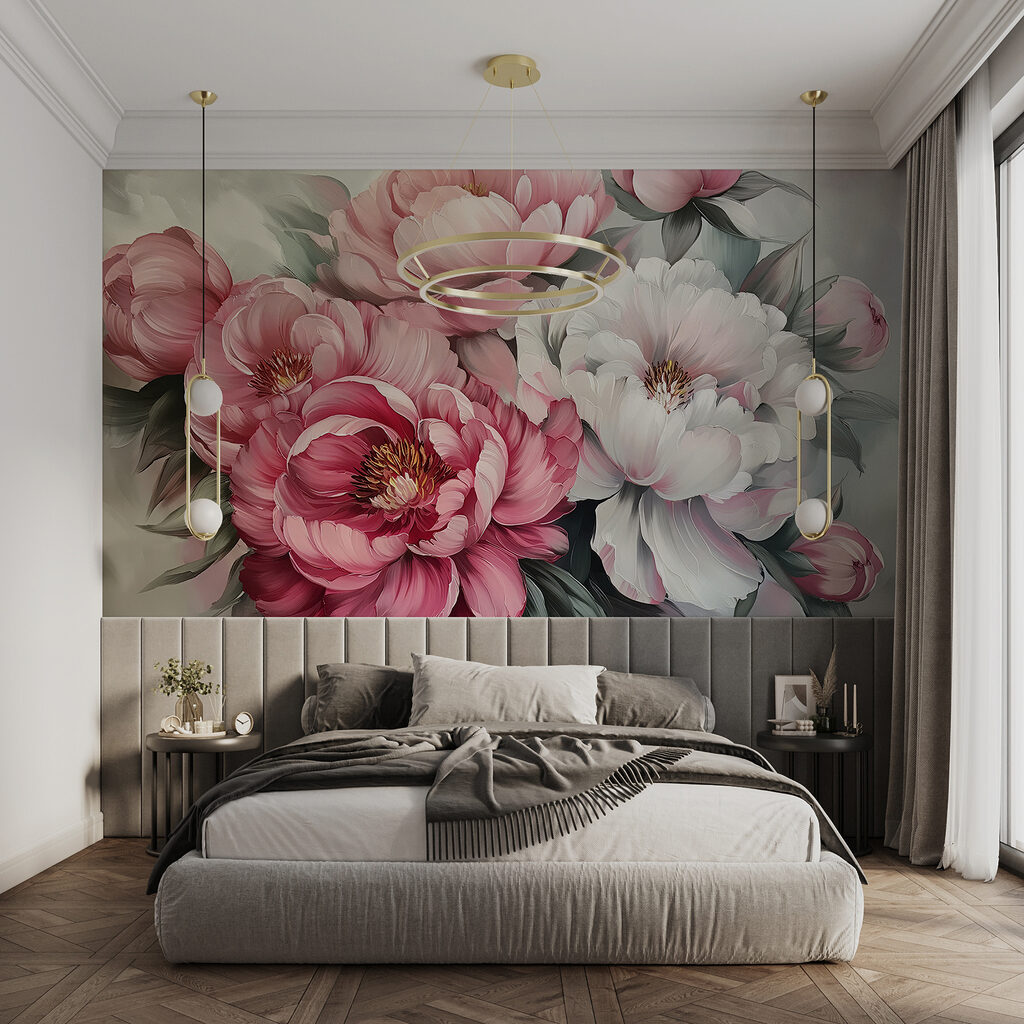 Group of flowers with leaves