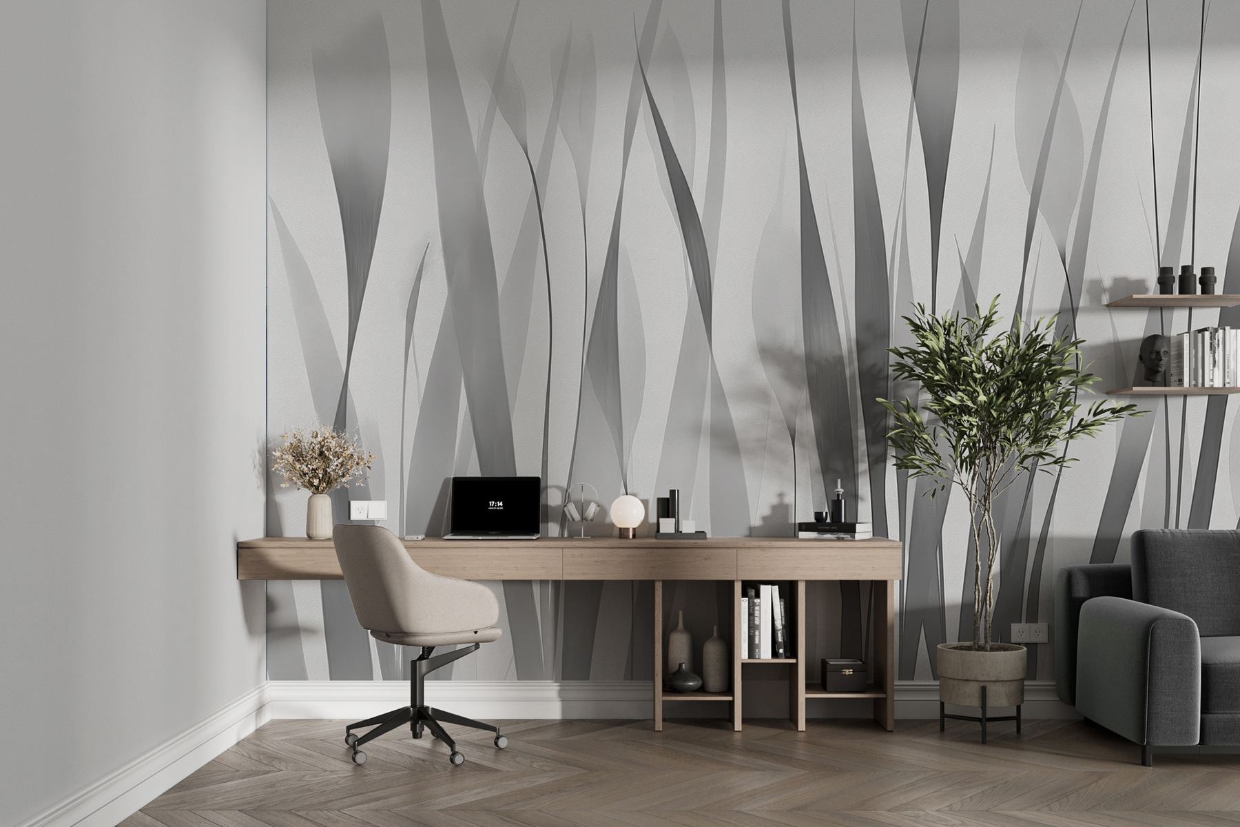 Grey and white image of plants