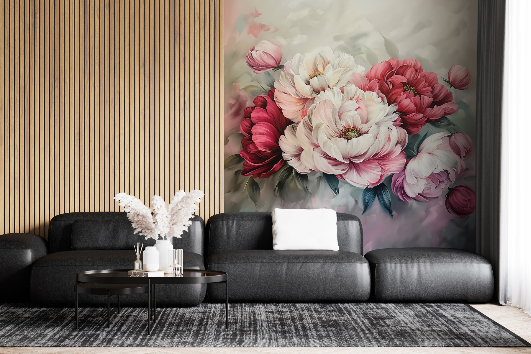 Painting of flowers on a surface