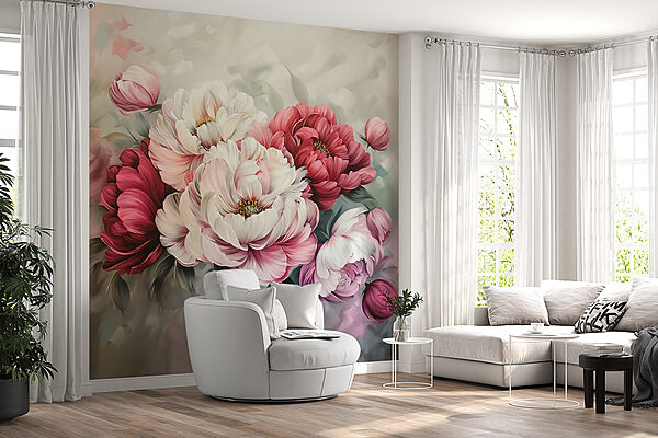 Painting of flowers on a surface Painting of flowers on a surface