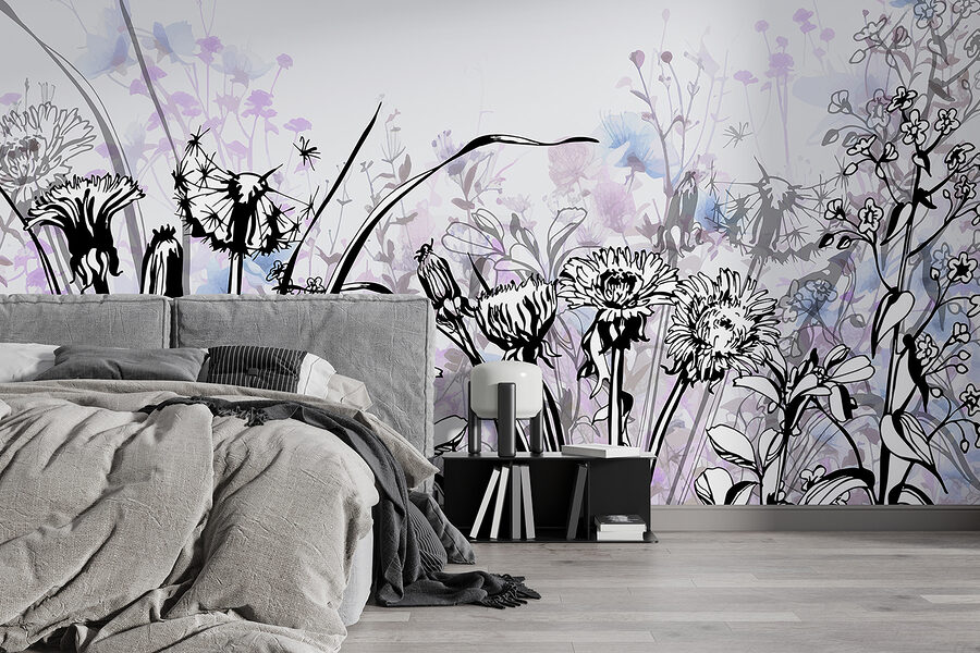 Wall murals Delicate floral silhouettes in soft tones. - Image 2
