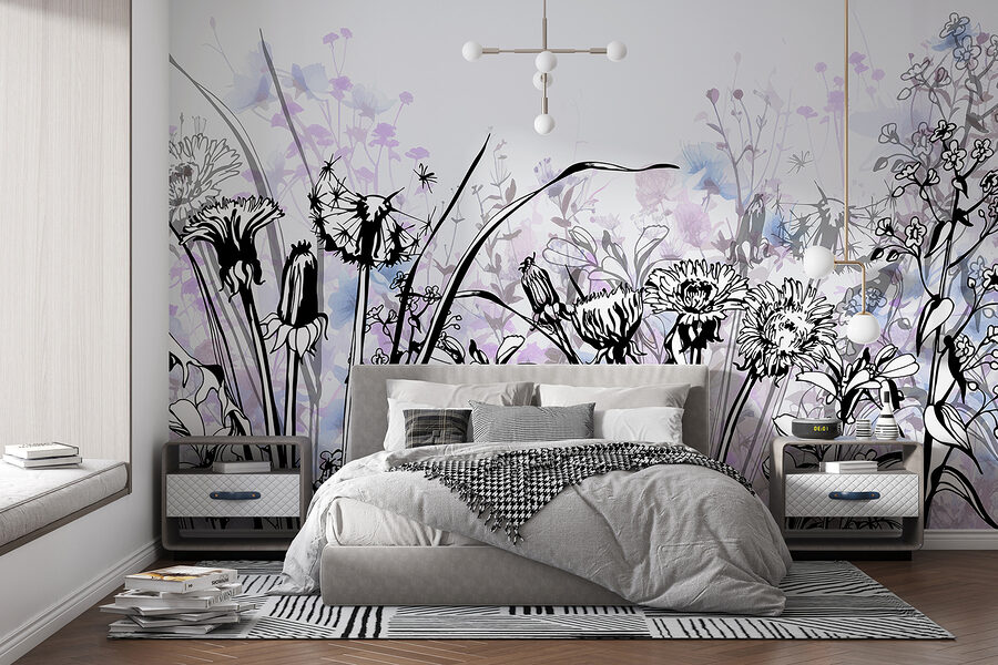 Wall murals Delicate floral silhouettes in soft tones. - Image 3
