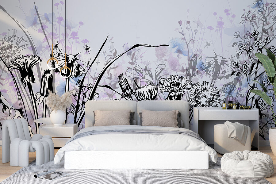 Wall murals Delicate floral silhouettes in soft tones. - Image 4