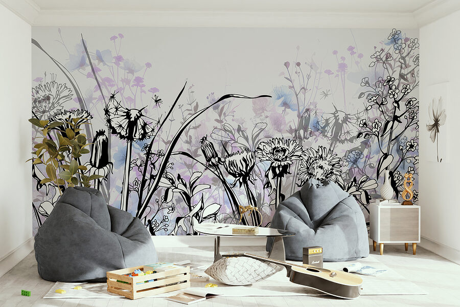 Wall murals Delicate floral silhouettes in soft tones. - Image 5