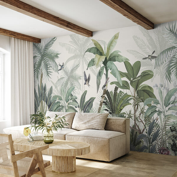 Wallpaper with a tropical forest Wallpaper with a tropical forest