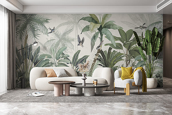 Wallpaper with a tropical forest Wallpaper with a tropical forest