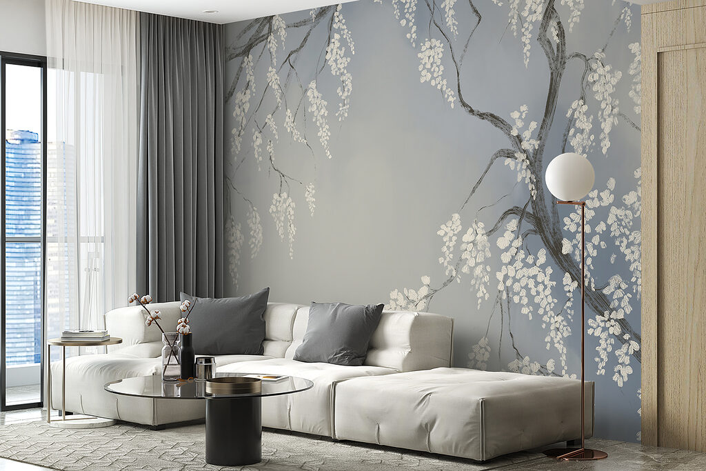 Tree branch with white flowers Tree branch with white flowers