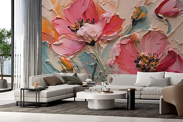 Wall murals Painting of flowers on a canvas (SKU: w01040) Wall murals Wall murals Painting of flowers on a canvas (SKU: w01040)