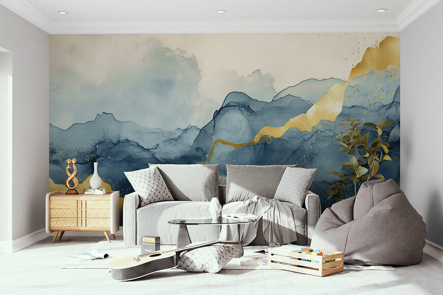 Wall murals Misty mountains touched by sunlight.