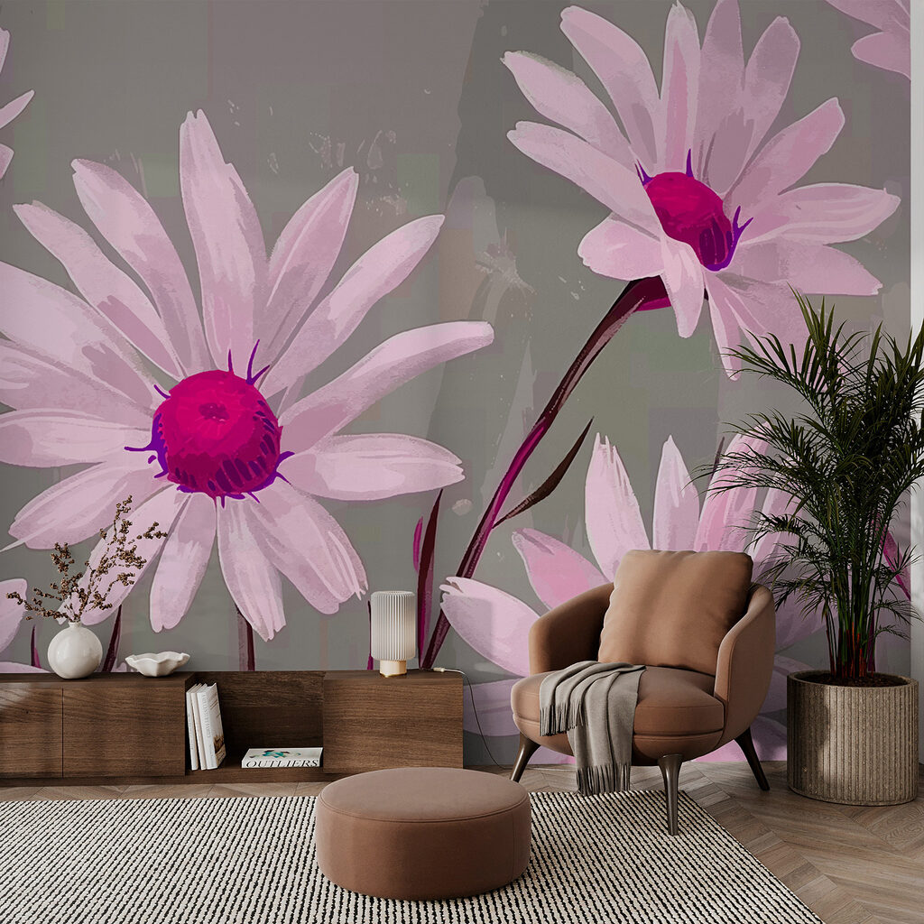 Group of white flowers with purple center