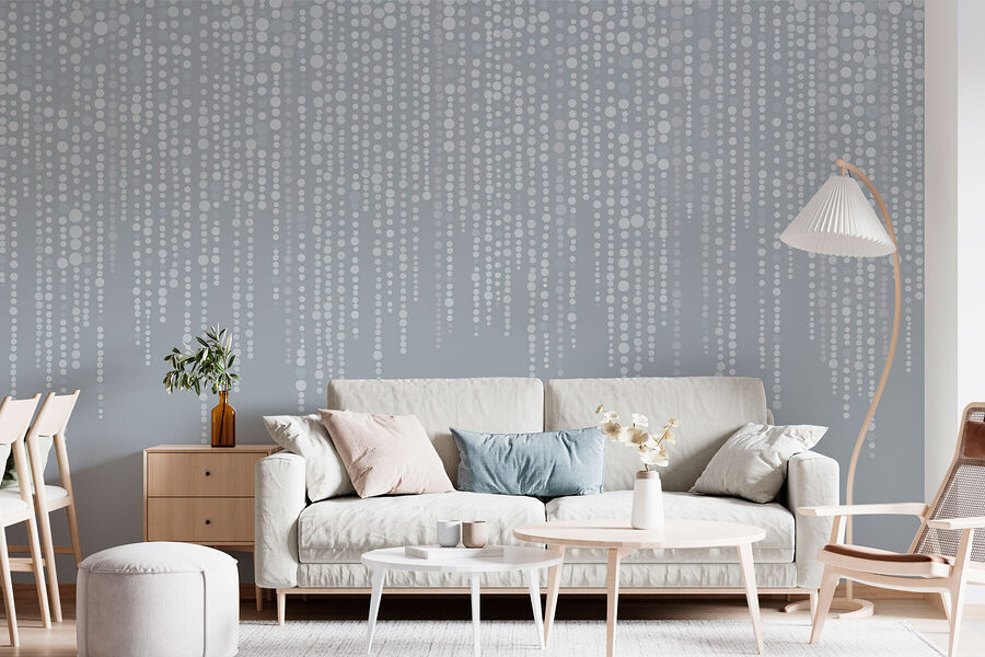 Grey and white background with dots