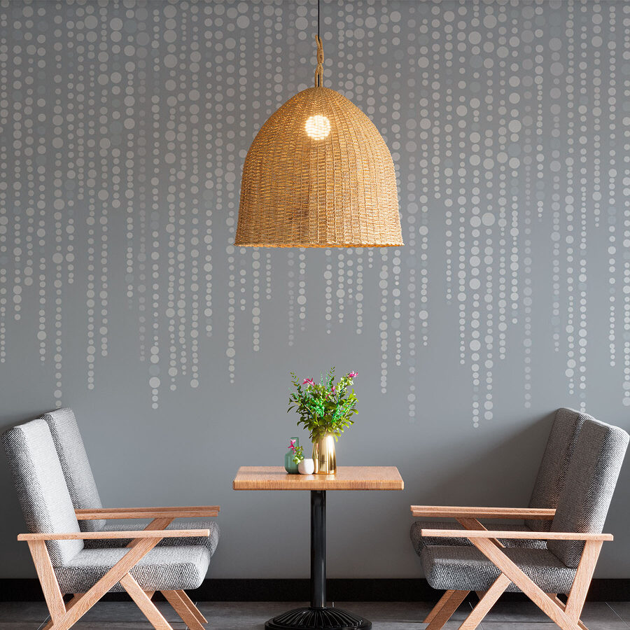 Grey and white background with dots