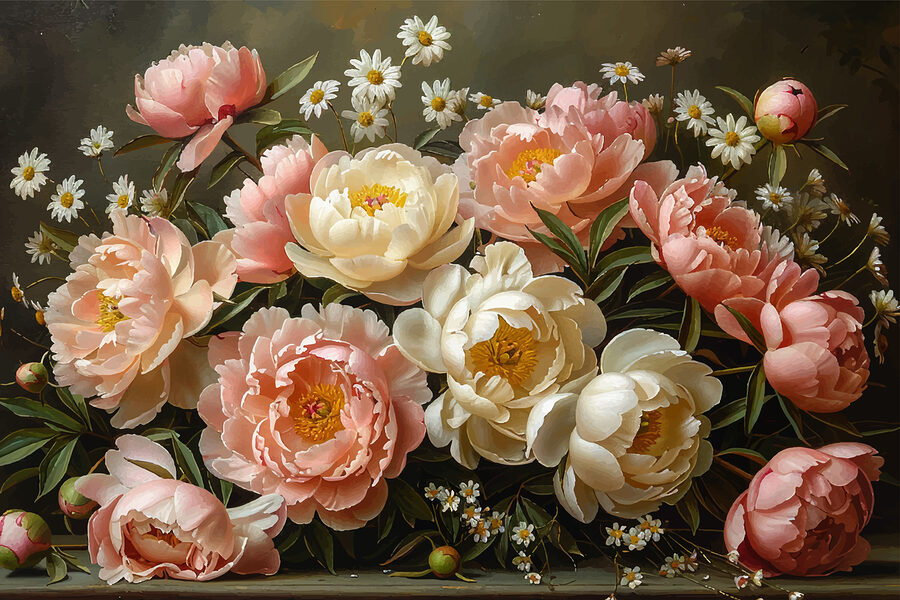 Wall murals Bouquet of pink and white flowers - Image 3