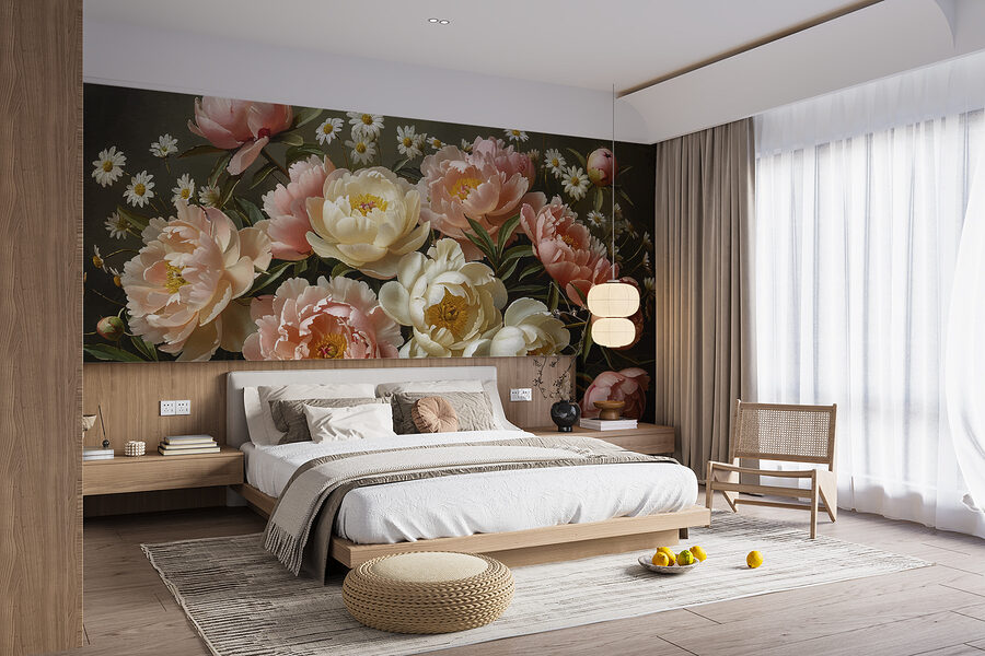 Wall murals Bouquet of pink and white flowers