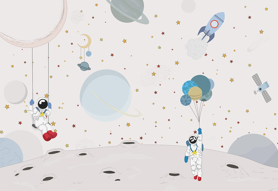 Wall murals Cartoon of astronauts on the moon - Image 4