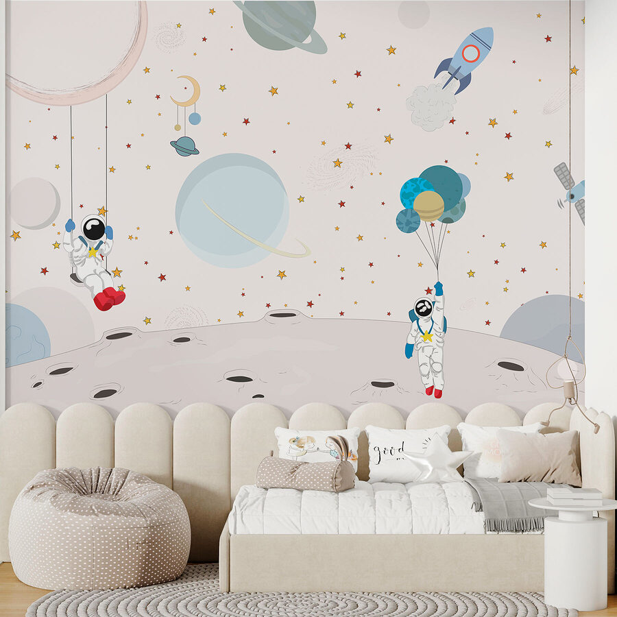 Wall murals Cartoon of astronauts on the moon - Image 3