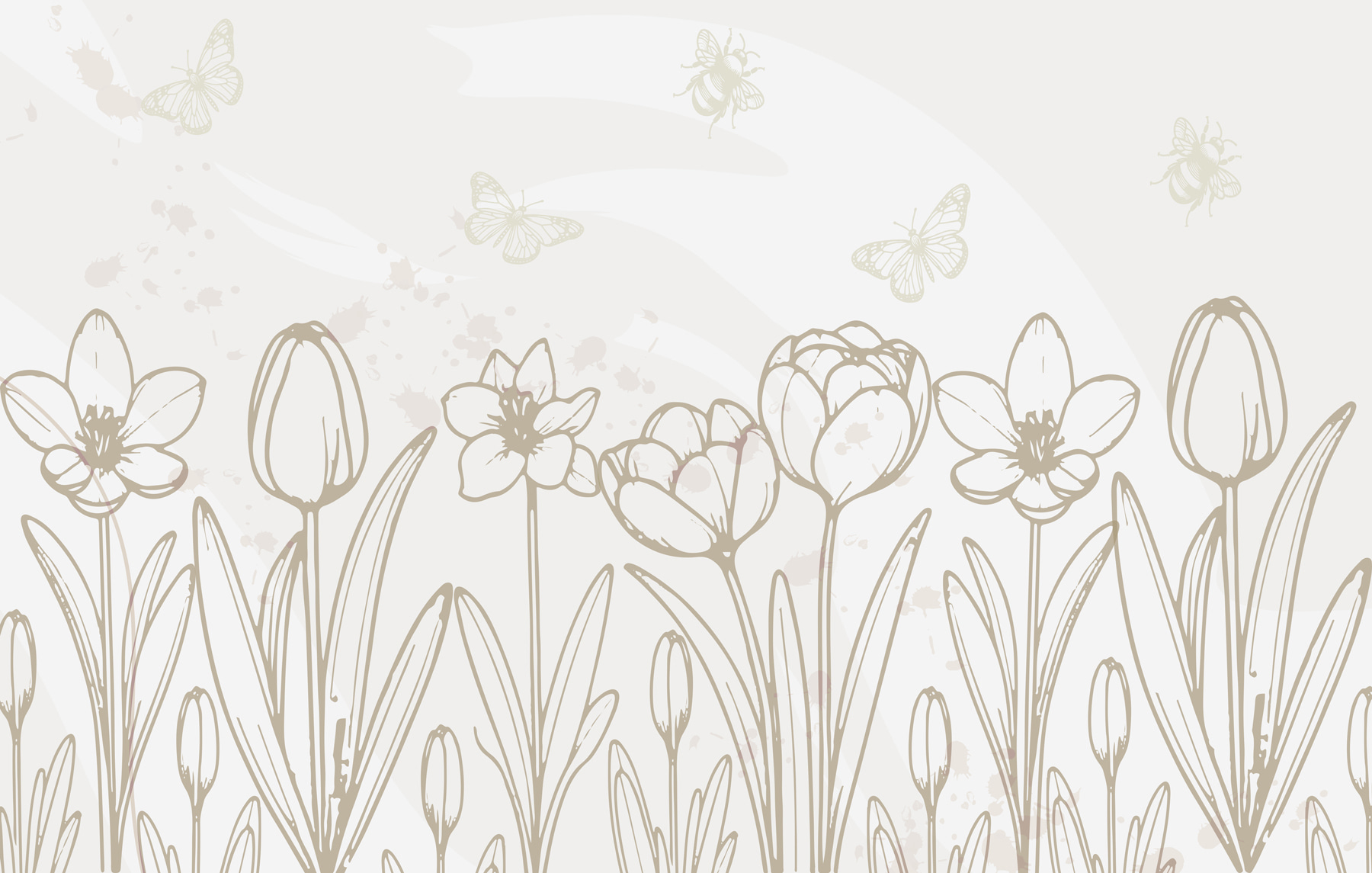 Line drawing of flowers and butterflies Line drawing of flowers and butterflies