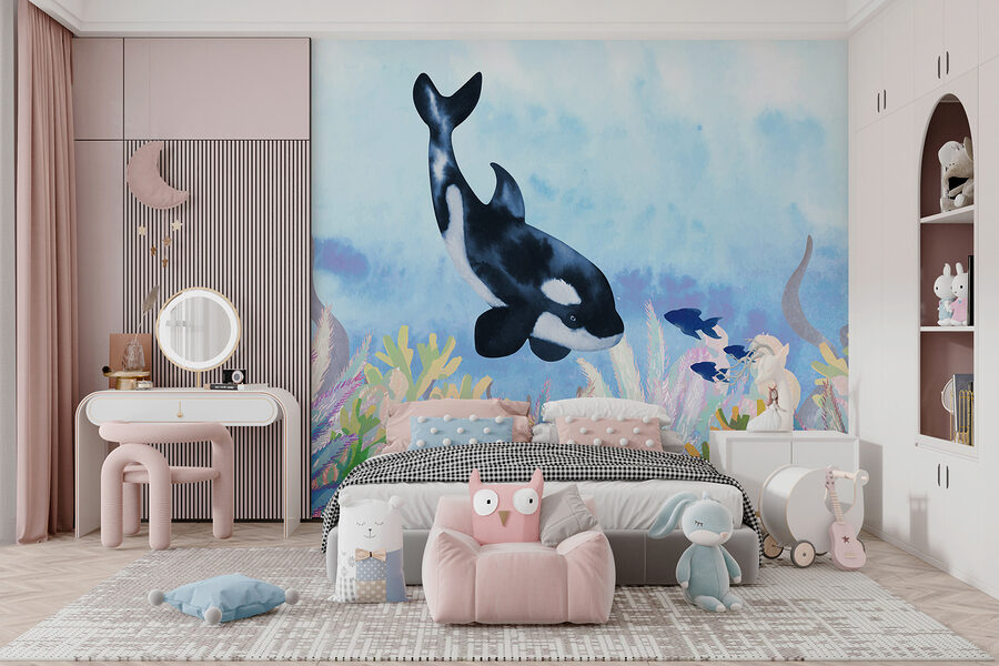 Whale swimming in the ocean