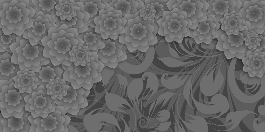 Grey and white floral design