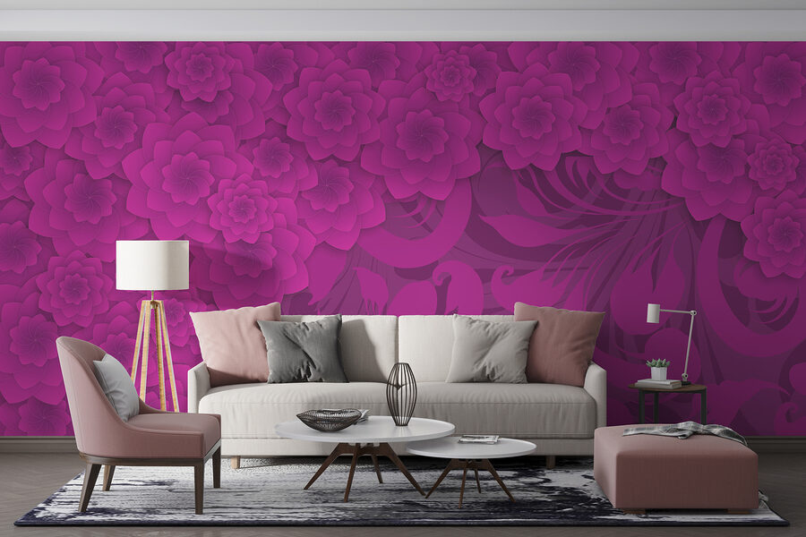 Wall murals Purple and pink floral background