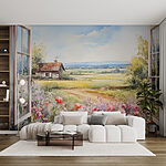 Wall mural Painting of a house and flowers