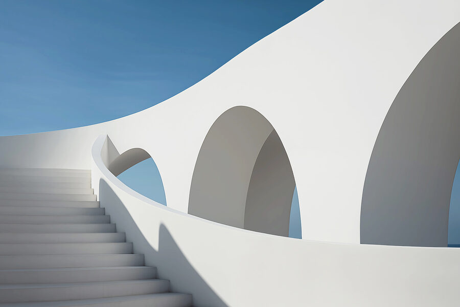 Wall murals White staircase with arches - Image 3