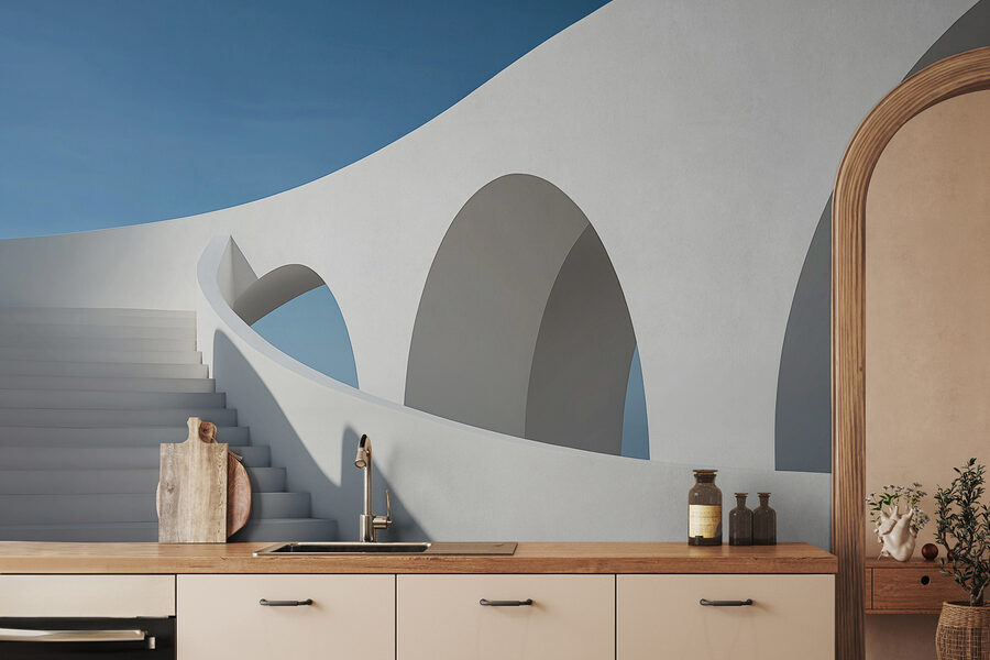 Wall murals White staircase with arches - Image 2