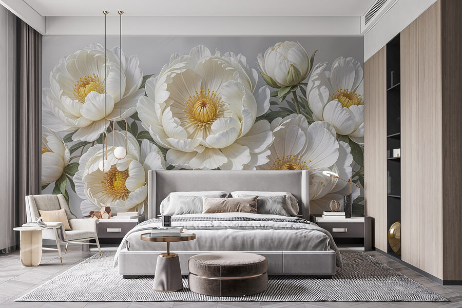 Wall murals Group of white flowers