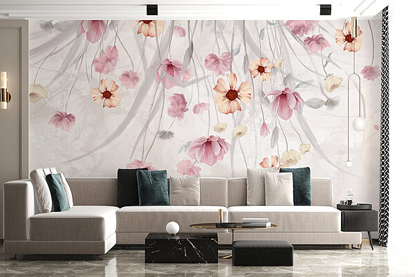 Painting of flowers on a white background Painting of flowers on a white background