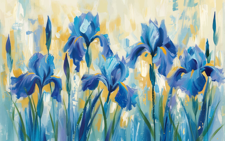 Painting of blue flowers