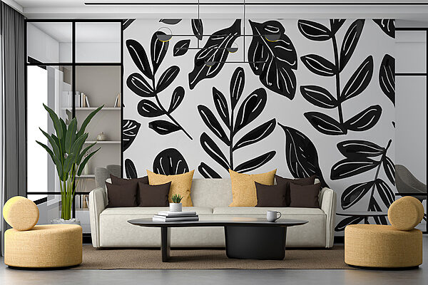 Black and white pattern of leaves