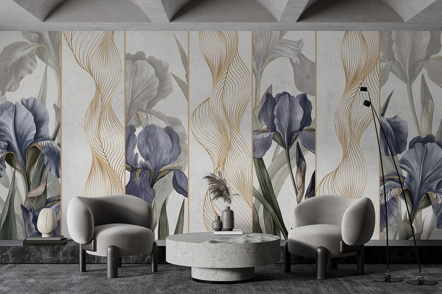 Elegant irises with delicate curves.