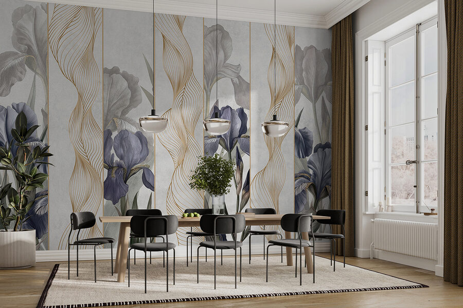 Elegant irises with delicate curves.