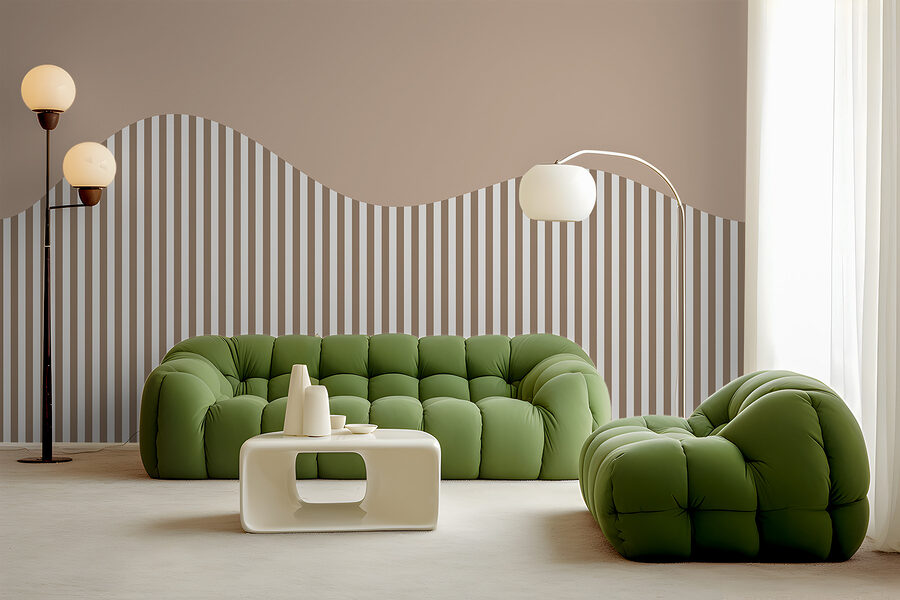 Wall murals Brown and white striped background