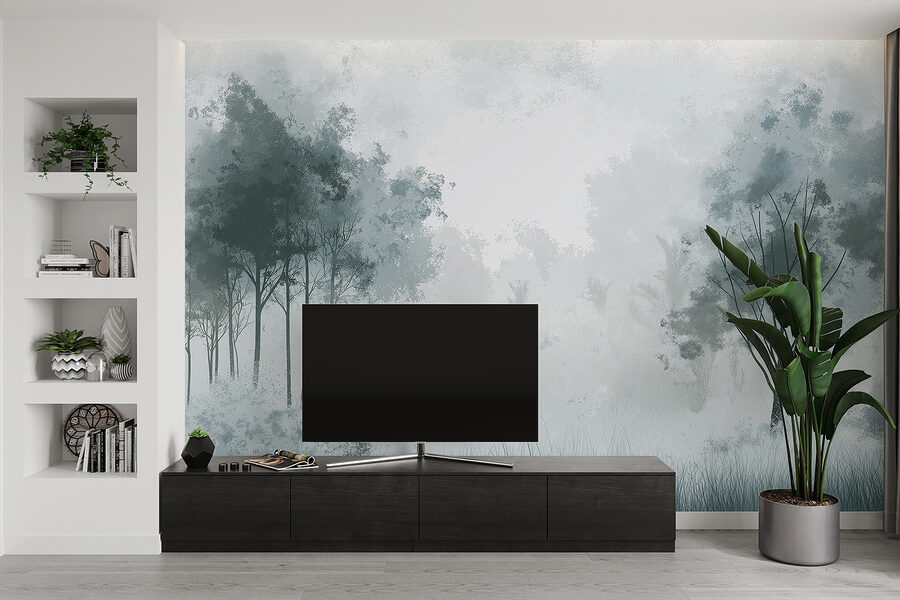 Wall murals Foggy forest with trees - Image 2
