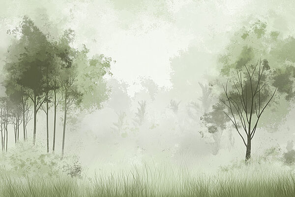 Foggy forest with trees Foggy forest with trees