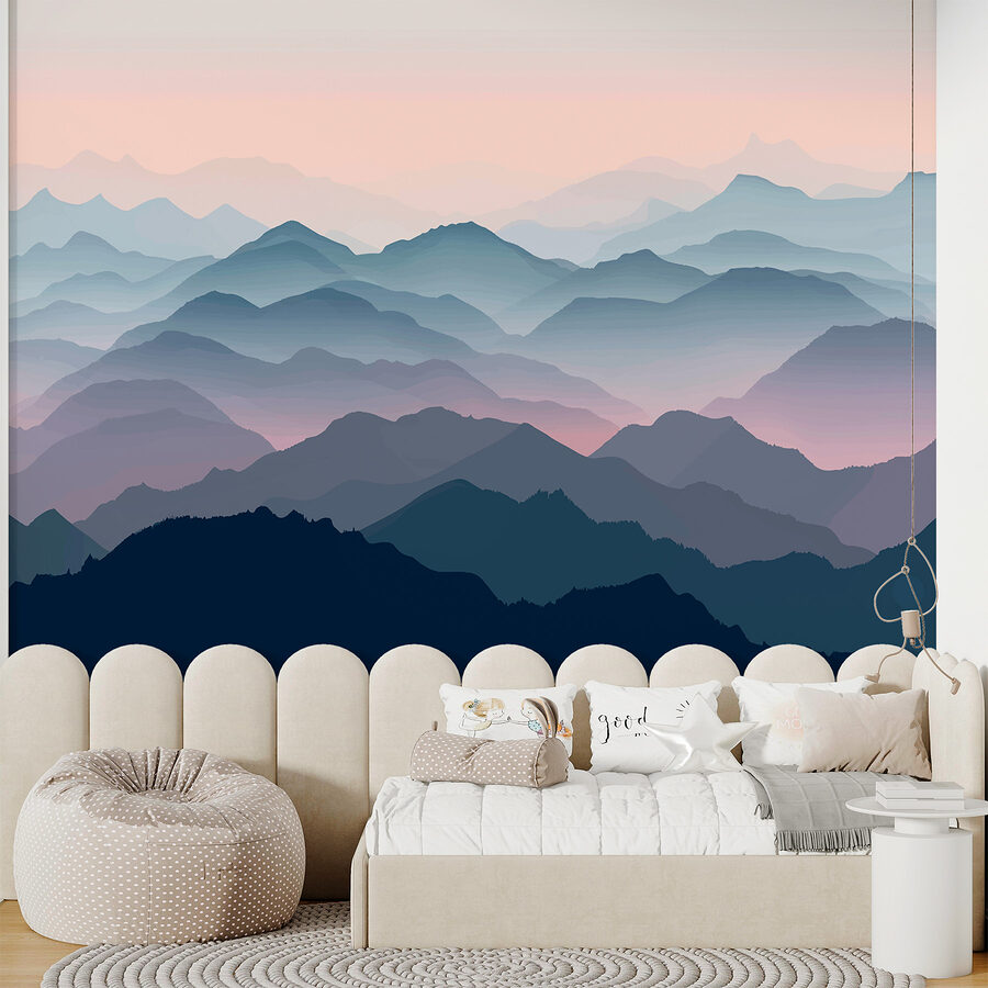 Landscape of mountains with fog