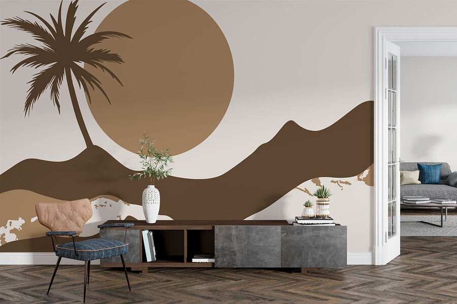 Palm tree and sun